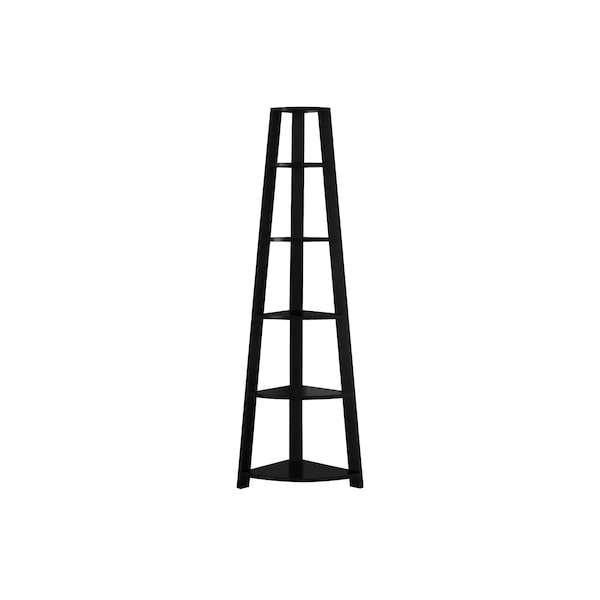 Monarch Specialties Bookshelf, Bookcase, Etagere, Corner, 5 Tier, 72"H, Office, Bedroom, Laminate, Black, Contemporary I 2499 - main
